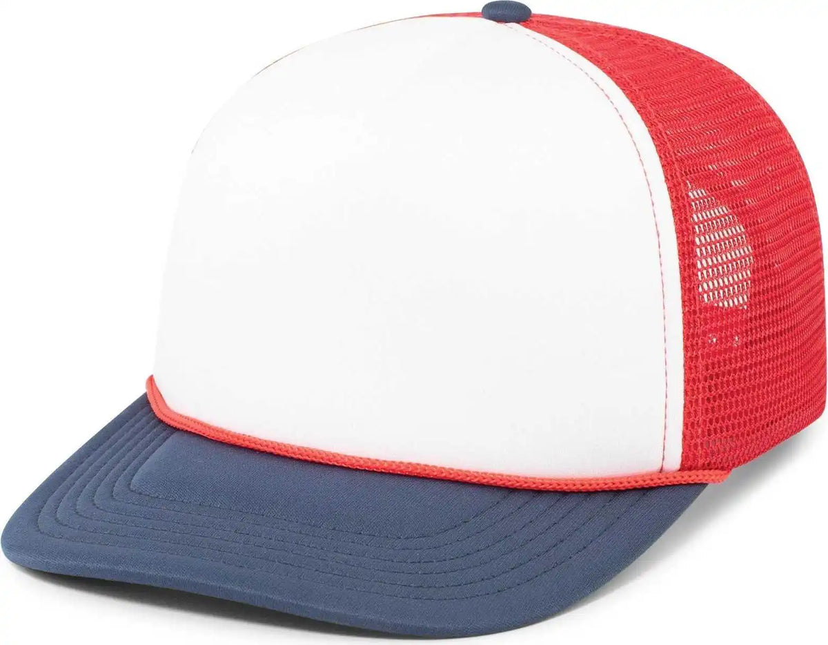 Pacific Headwear P782 Foamie Fresh Trucker Cap White Red Navy / 7’’ 7 7/8’’