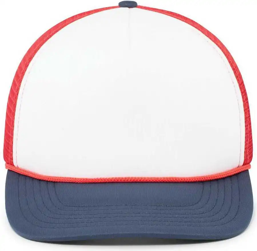 Pacific Headwear P782 Foamie Fresh Trucker Cap White Red Navy / 7’’ 7 7/8’’