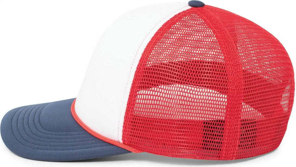 Pacific Headwear P782 Foamie Fresh Trucker Cap White Red Navy / 7’’ 7 7/8’’