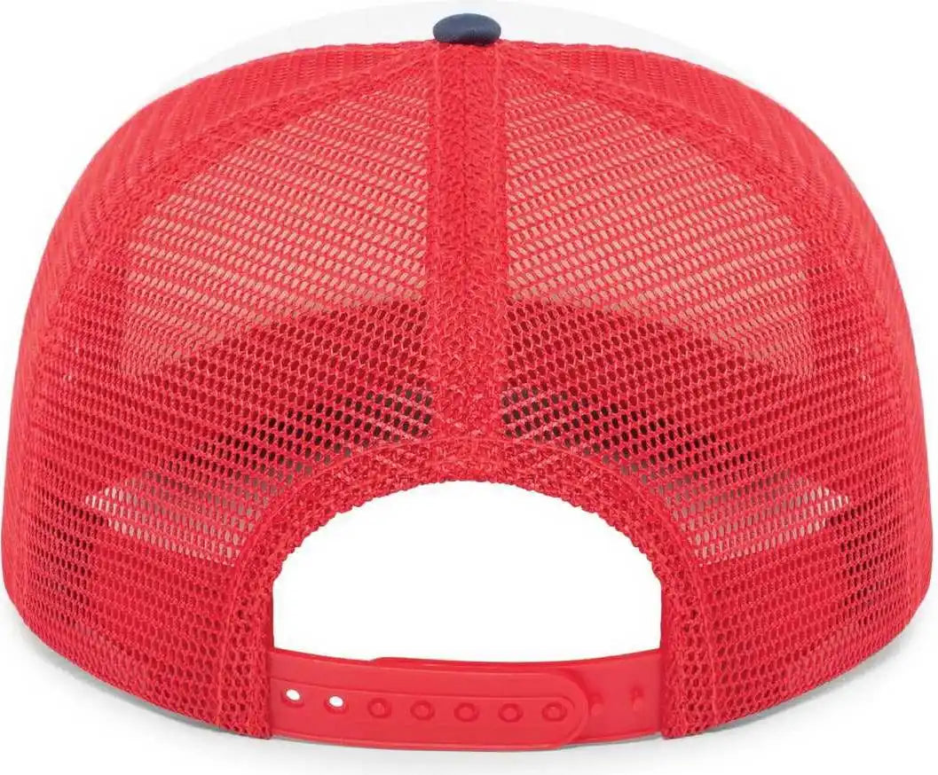 Pacific Headwear P782 Foamie Fresh Trucker Cap White Red Navy / 7’’ 7 7/8’’