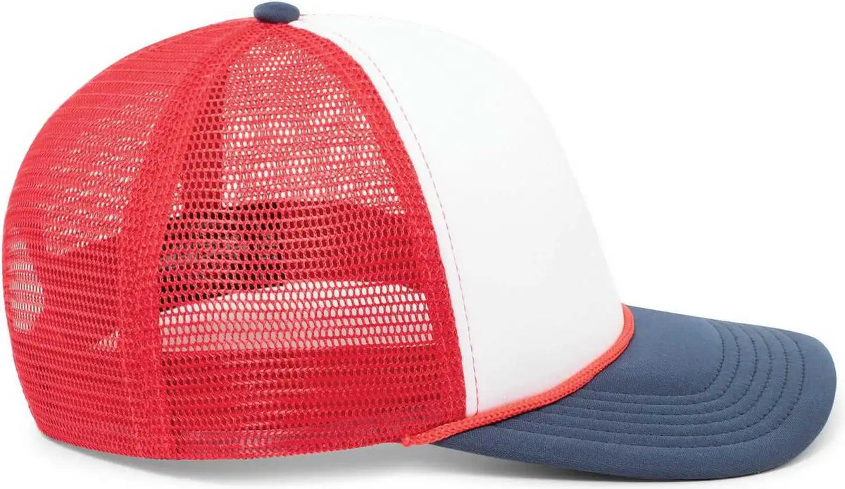 Pacific Headwear P782 Foamie Fresh Trucker Cap White Red Navy / 7’’ 7 7/8’’