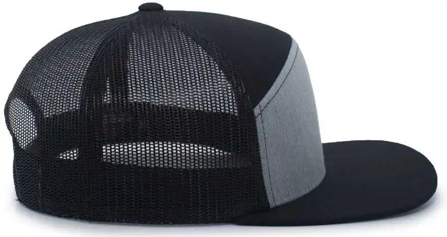Pacific Headwear P787 6 Panel Arch Trucker Snapback Cap Black Heather Gray / 7’’ 7 7/8’’