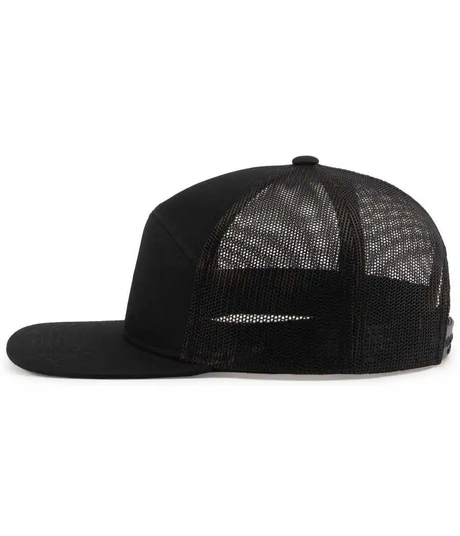 Pacific Headwear P787 6 Panel Arch Trucker Snapback Cap Black / 7’’ 7 7/8’’