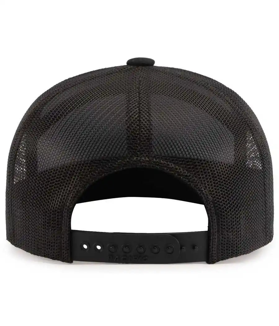 Pacific Headwear P787 6 Panel Arch Trucker Snapback Cap Black / 7’’ 7 7/8’’