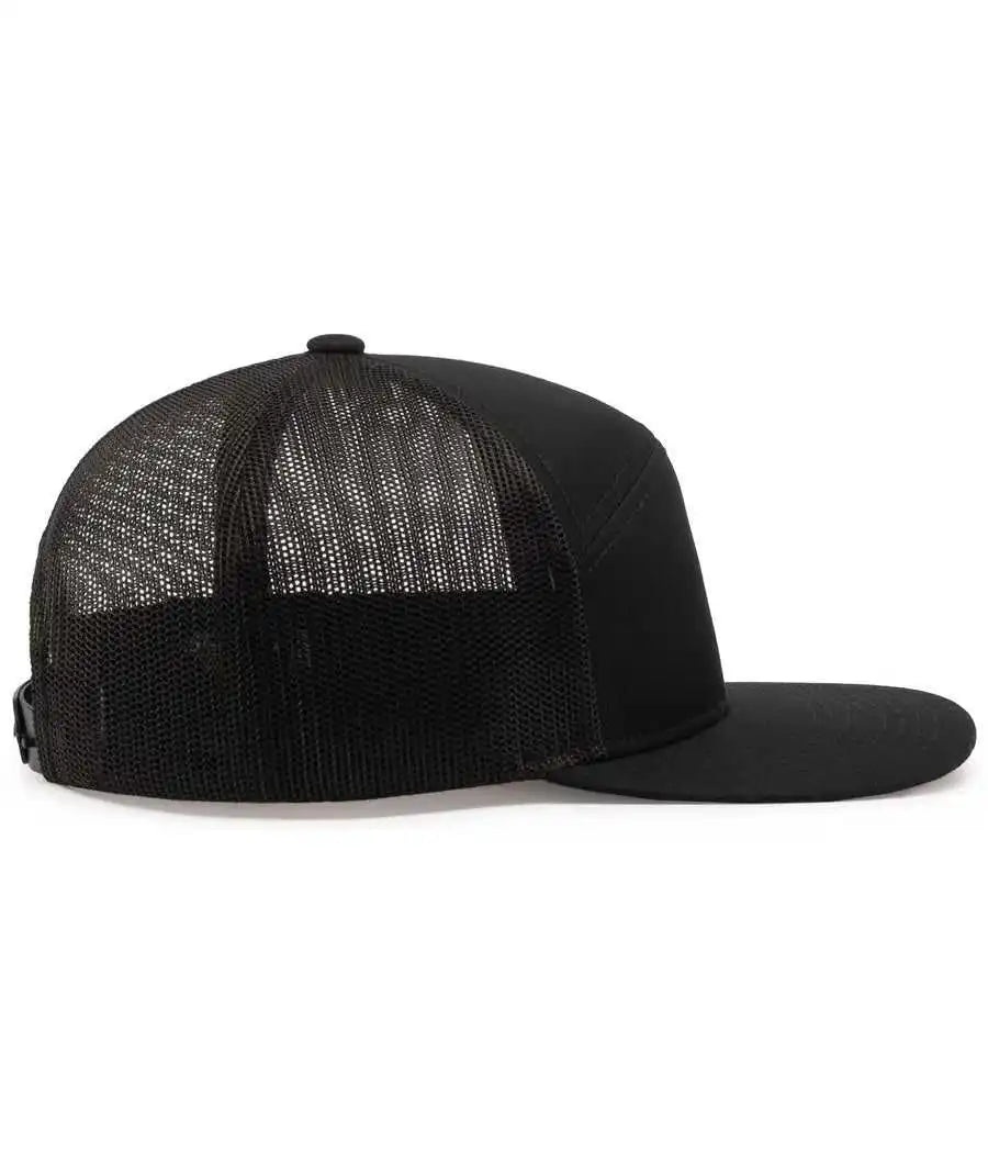 Pacific Headwear P787 6 Panel Arch Trucker Snapback Cap Black / 7’’ 7 7/8’’