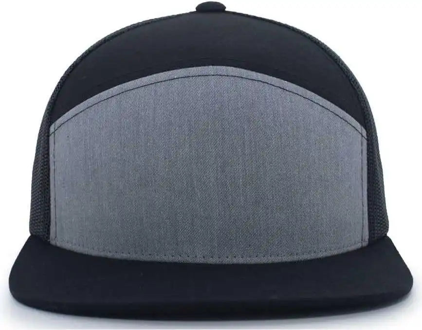 Pacific Headwear P787 6 Panel Arch Trucker Snapback Cap Black Heather Gray / 7’’ 7 7/8’’