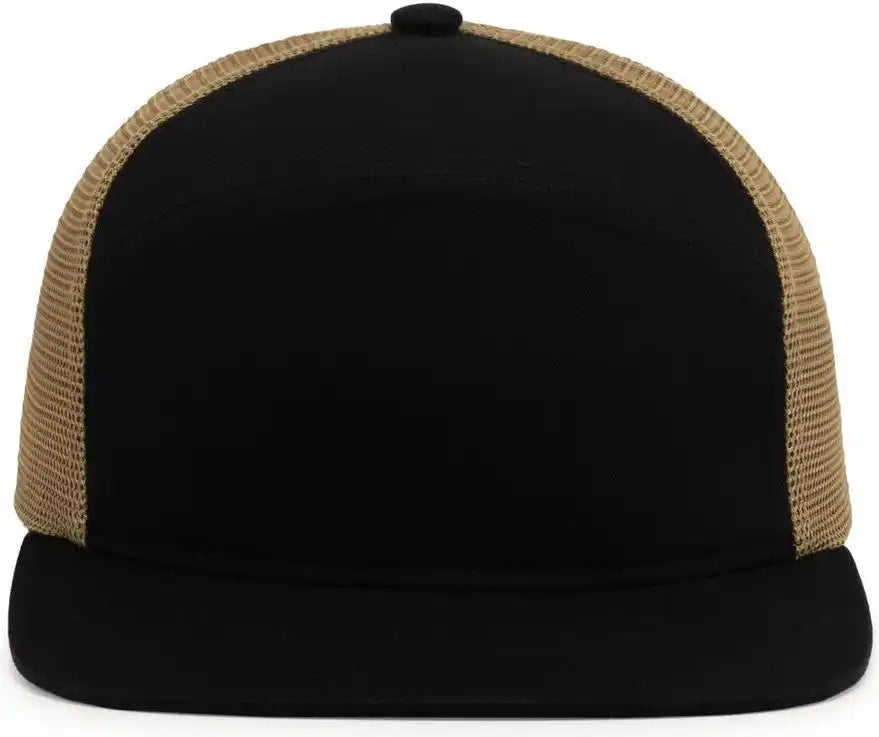 Pacific Headwear P787 6-panel Arch Trucker Snapback Cap - Black Buck - 7’’ - 7 7/8’’