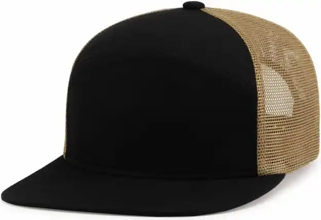 Pacific Headwear P787 6 Panel Arch Trucker Snapback Cap Black Buck / 7’’ 7 7/8’’