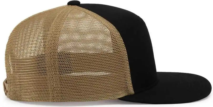 Pacific Headwear P787 6 Panel Arch Trucker Snapback Cap Black Buck / 7’’ 7 7/8’’