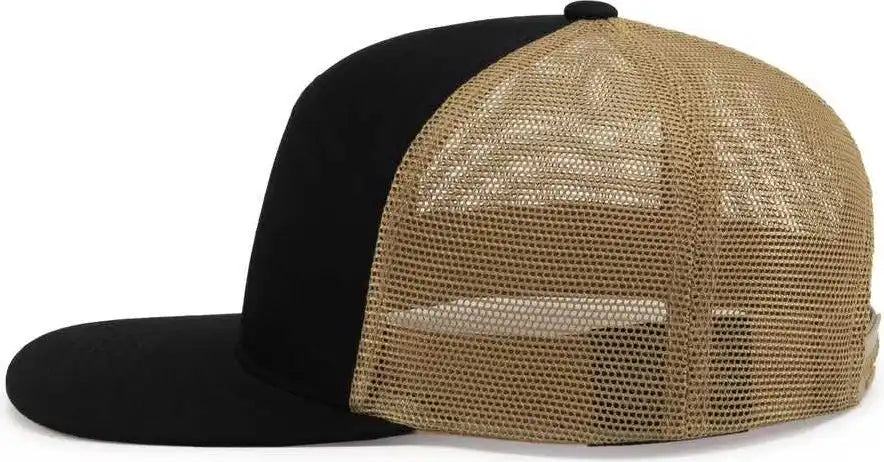 Pacific Headwear P787 6 Panel Arch Trucker Snapback Cap Black Buck / 7’’ 7 7/8’’