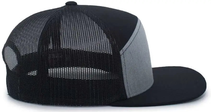 Pacific Headwear P787 6-panel Arch Trucker Snapback Cap - Black Heather Gray - 7’’ - 7 7/8’’