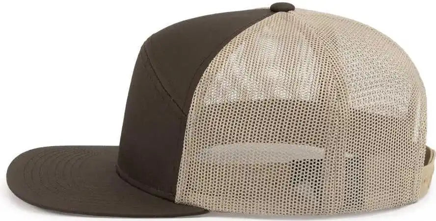 Pacific Headwear P787 6 Panel Arch Trucker Snapback Cap Brown Khaki / 7’’ 7 7/8’’