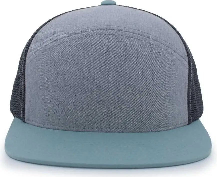 Pacific Headwear P787 6-panel Arch Trucker Snapback Cap - Heather Grey Smoke Blue - 7’’ - 7 7/8’’
