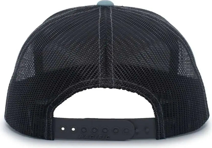 Pacific Headwear P787 6-panel Arch Trucker Snapback Cap - Heather Grey Smoke Blue - 7’’ - 7 7/8’’