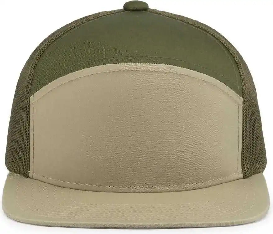 Pacific Headwear P787 6 Panel Arch Trucker Snapback Cap Khaki Moss / 7’’ 7 7/8’’