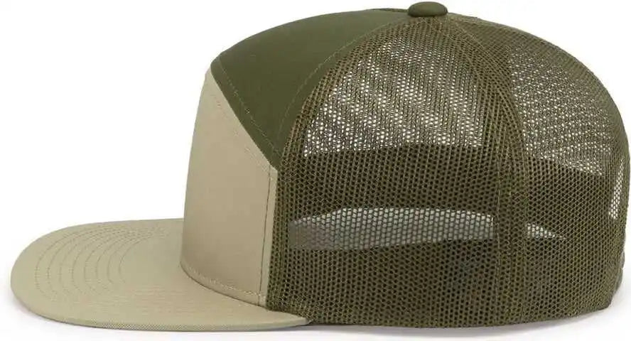 Pacific Headwear P787 6 Panel Arch Trucker Snapback Cap Khaki Moss / 7’’ 7 7/8’’
