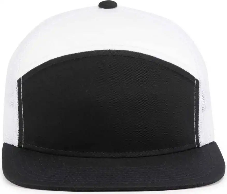 Pacific Headwear P787 6 Panel Arch Trucker Snapback Cap Navy White / 7’’ 7 7/8’’