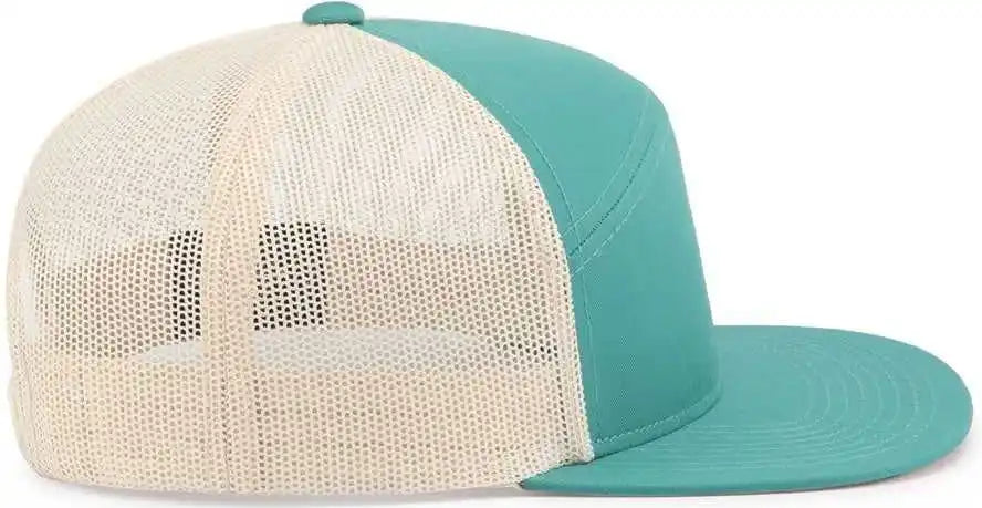 Pacific Headwear P787 6-panel Arch Trucker Snapback Cap - Teal Beige - 7’’ - 7 7/8’’