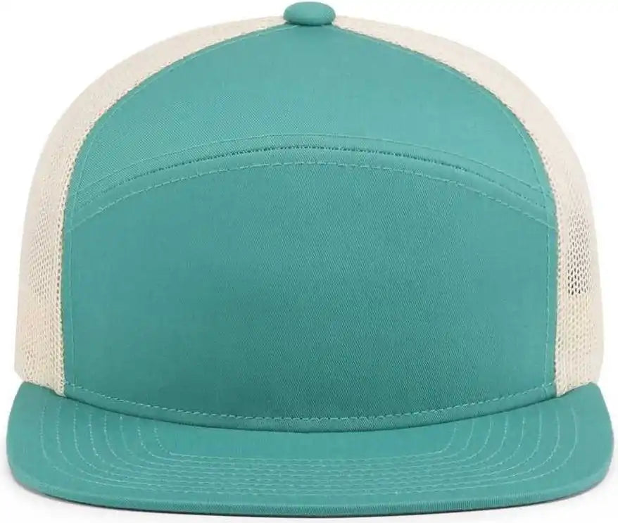 Pacific Headwear P787 6-panel Arch Trucker Snapback Cap - Teal Beige - 7’’ - 7 7/8’’