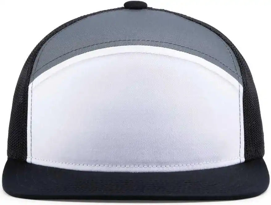Pacific Headwear P787 6-panel Arch Trucker Snapback Cap - White Graphite Black - 7’’ - 7 7/8’’