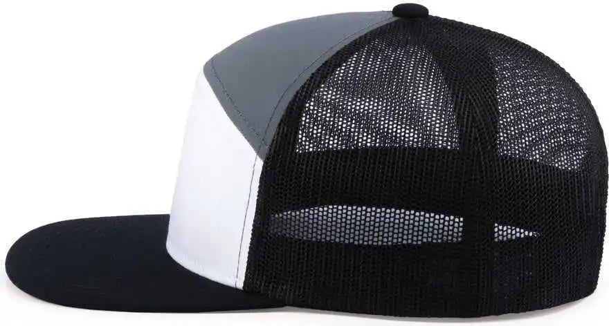 Pacific Headwear P787 6-panel Arch Trucker Snapback Cap - White Graphite Black - 7’’ - 7 7/8’’