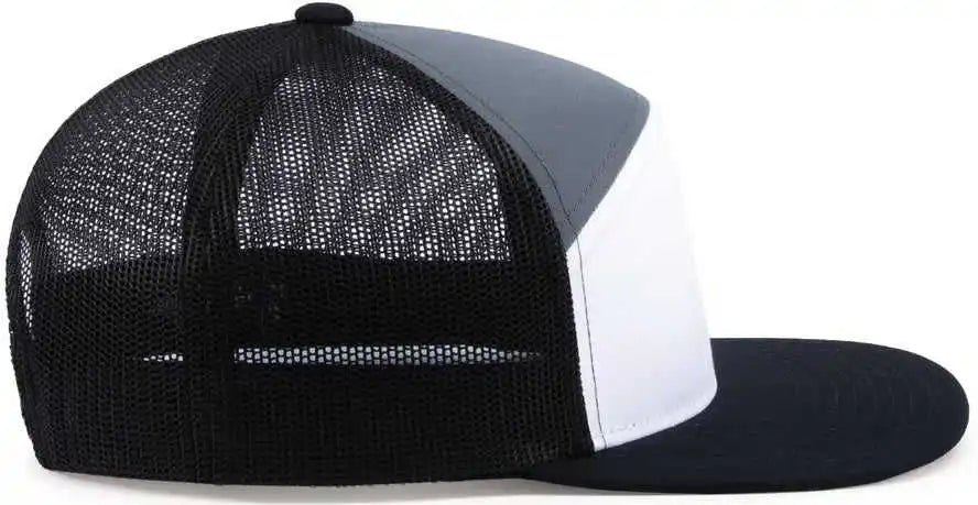 Pacific Headwear P787 6-panel Arch Trucker Snapback Cap - White Graphite Black - 7’’ - 7 7/8’’