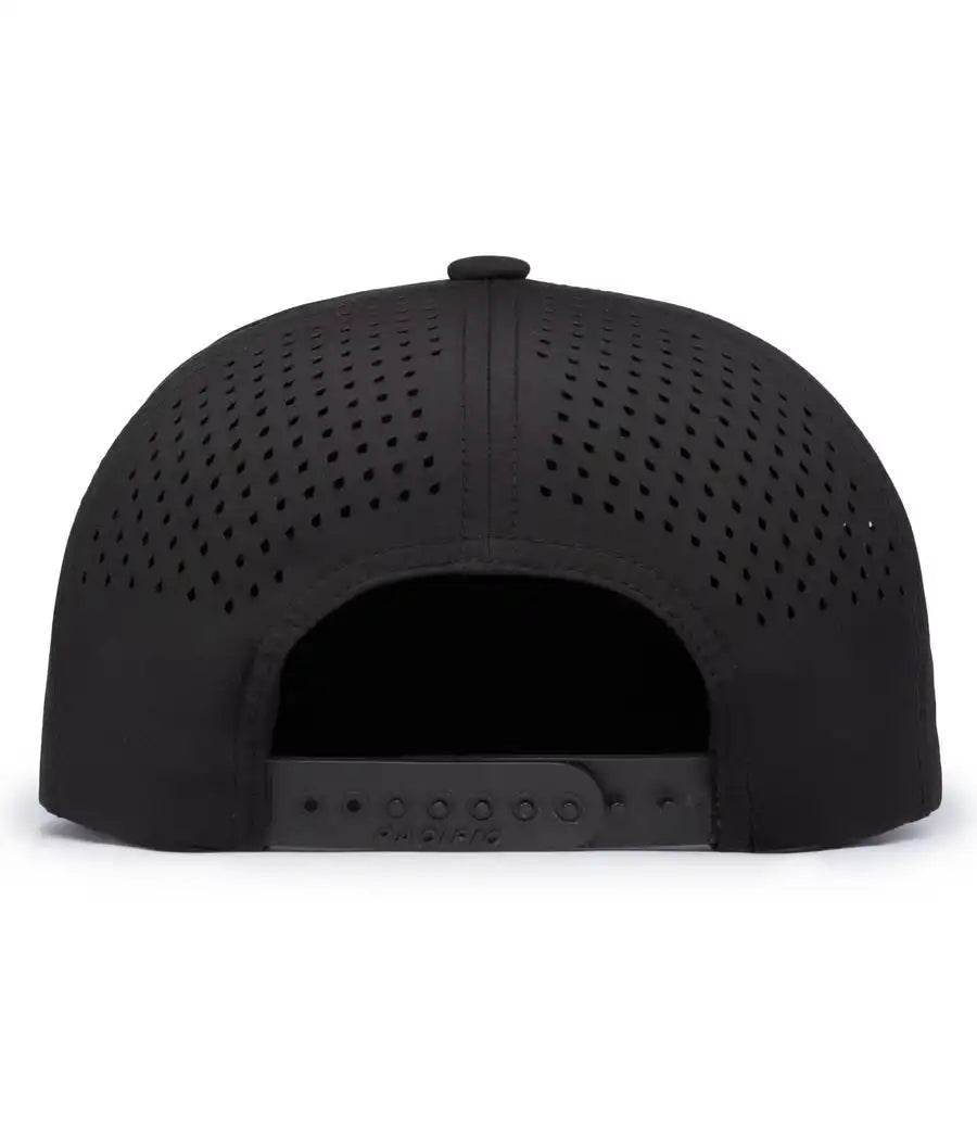 Pacific Headwear P788 Perforated 6 Panel Arch Cap Black / 7’’ 7 7/8’’