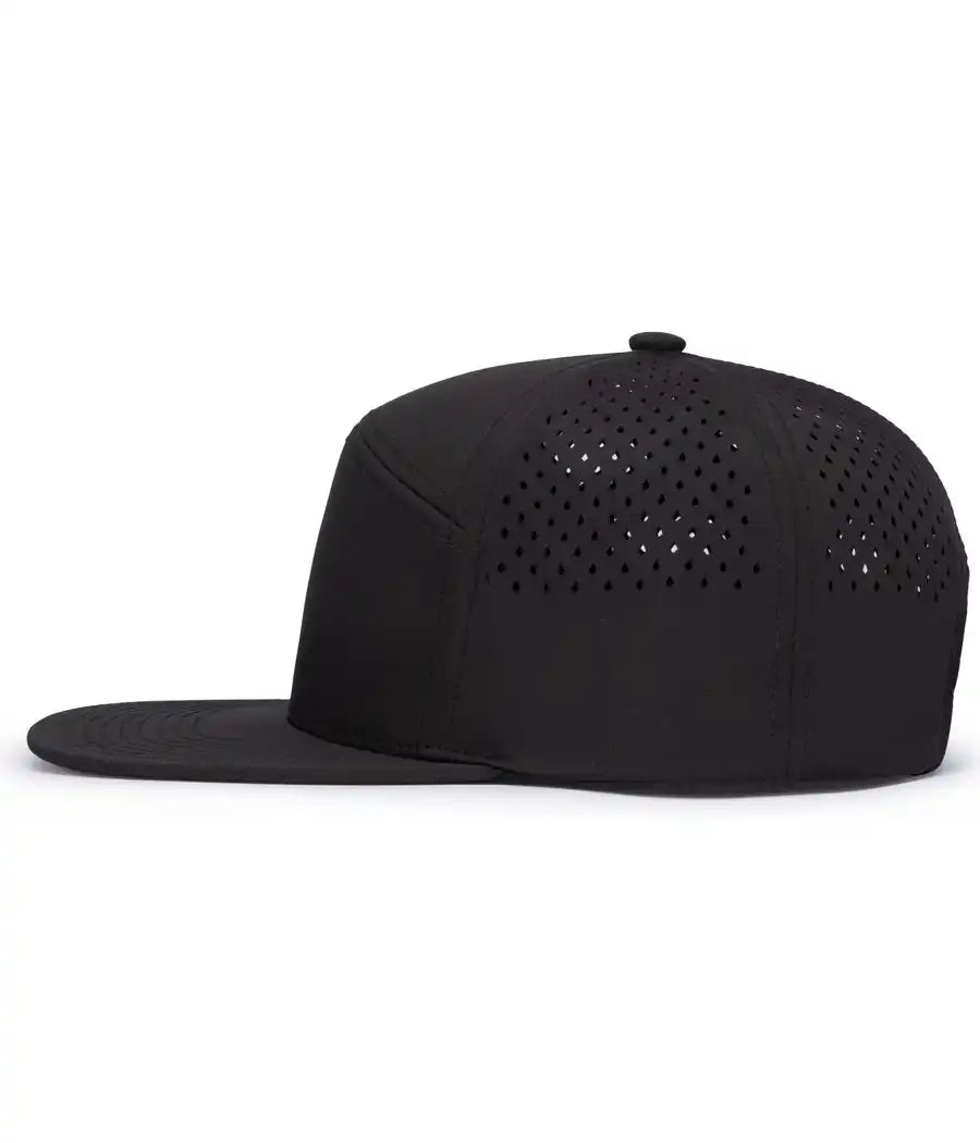 Pacific Headwear P788 Perforated 6 Panel Arch Cap Black / 7’’ 7 7/8’’
