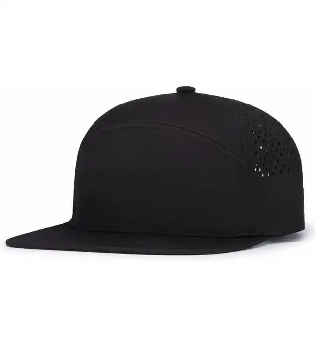 Pacific Headwear P788 Perforated 6 Panel Arch Cap Black / 7’’ 7 7/8’’