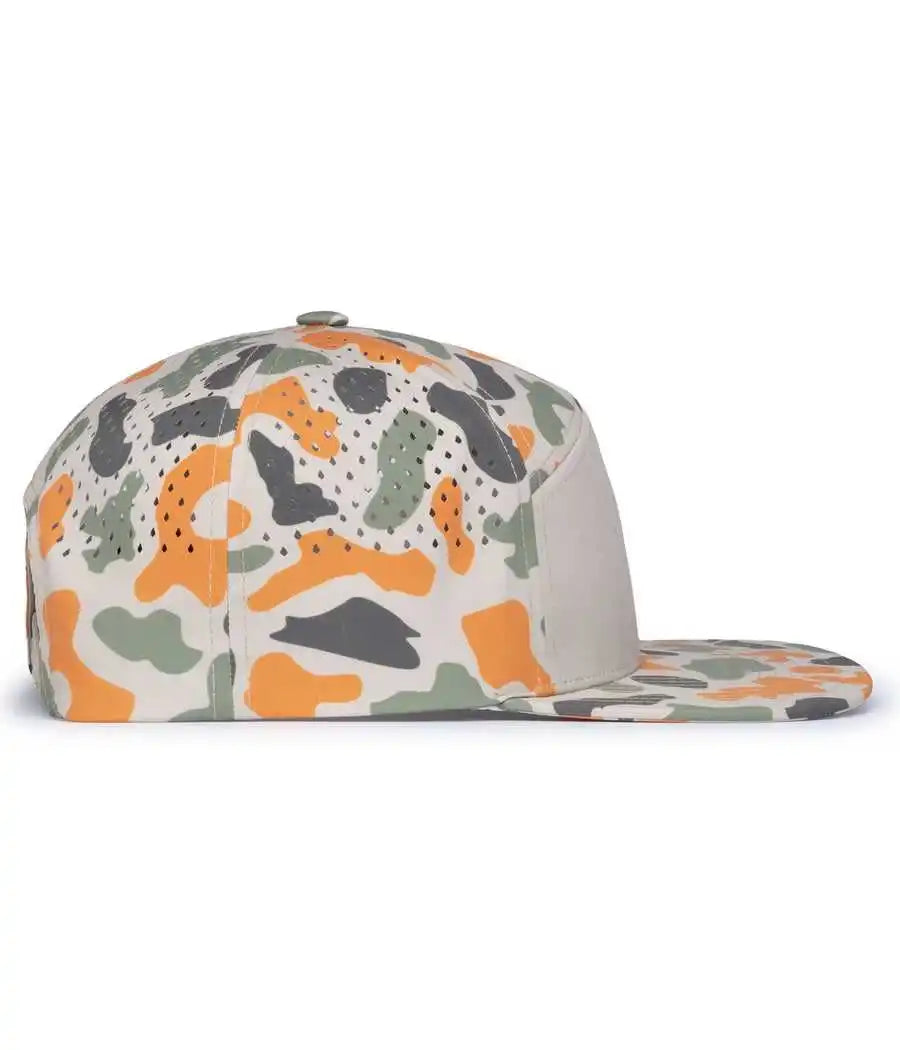 Pacific Headwear P788 Perforated 6 Panel Arch Cap Khaki Blaze Camo / 7’’ 7 7/8’’