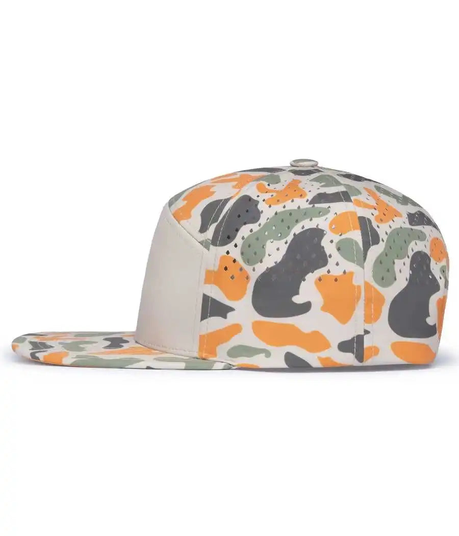 Pacific Headwear P788 Perforated 6 Panel Arch Cap Khaki Blaze Camo / 7’’ 7 7/8’’