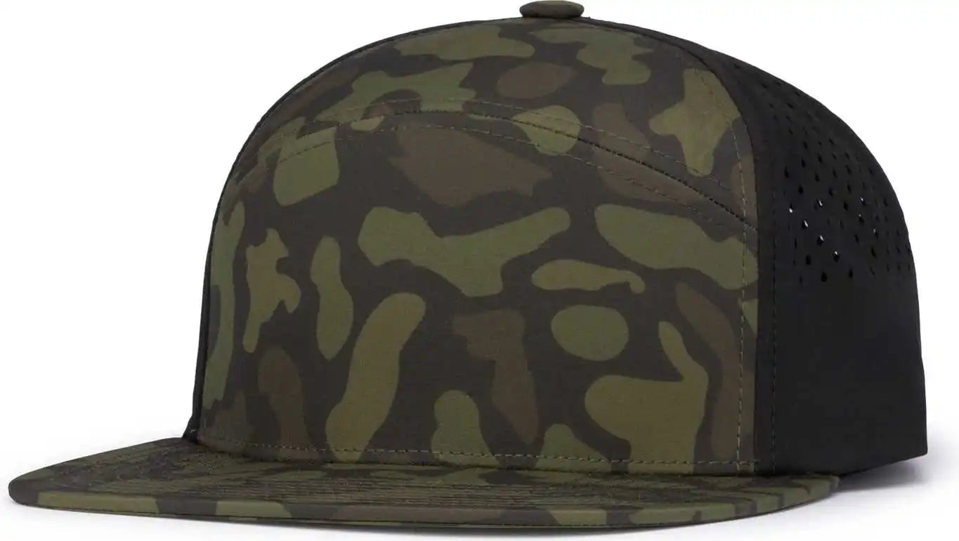 Pacific Headwear P788 Perforated 6-panel Arch Cap - Woodland Black - 7’’ - 7 7/8’’