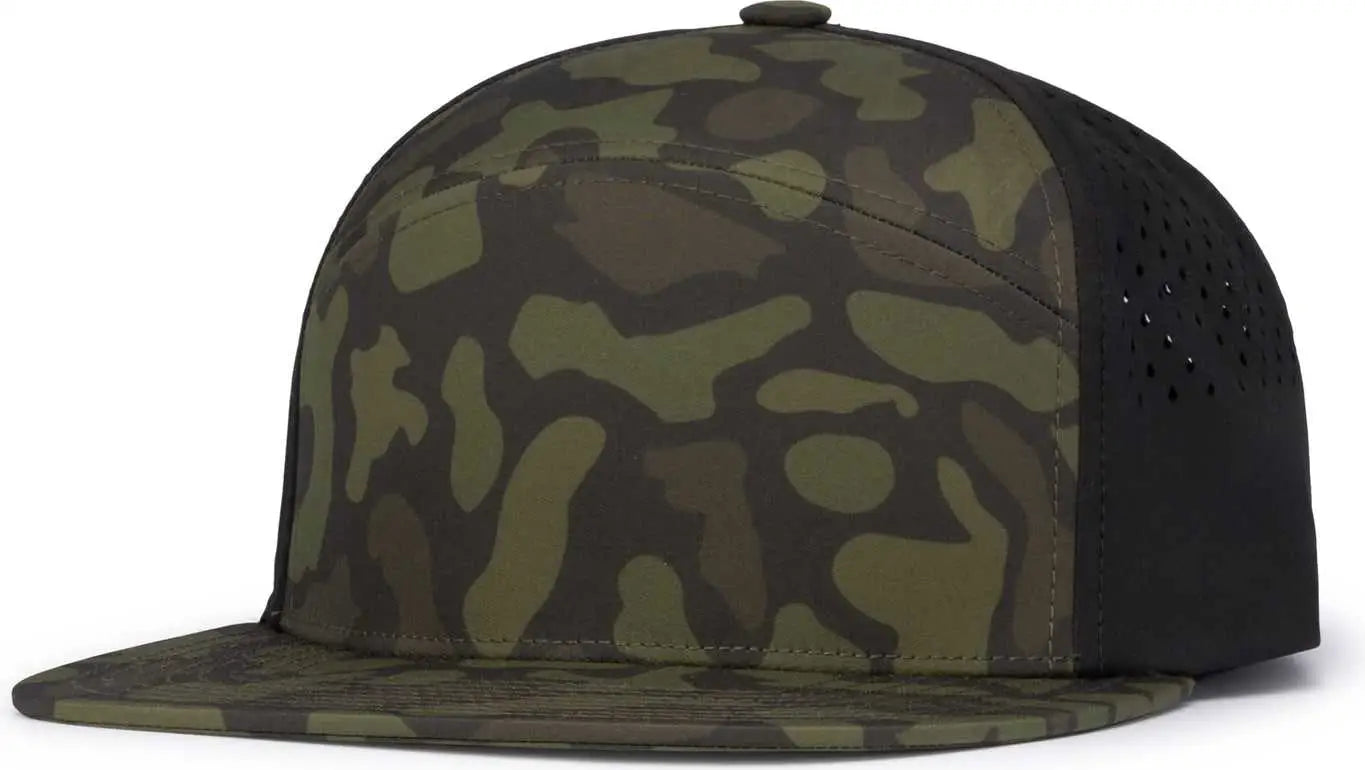 Pacific Headwear P788 Perforated 6-panel Arch Cap - Woodland Black