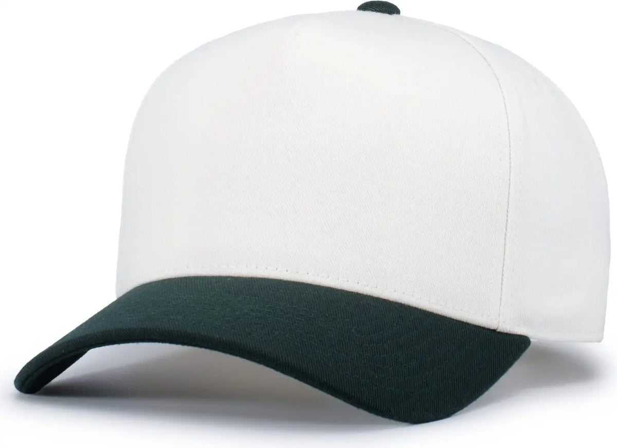 Pacific Headwear P814 Heritage 5-panel Snapback Cap - Vintage White Dark Green - one Size Fits Most