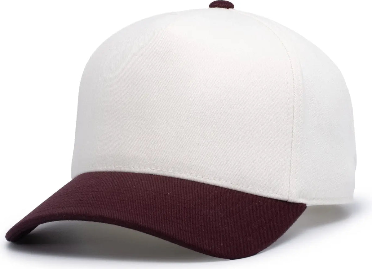 Pacific Headwear P814 Heritage 5-panel Snapback Cap - Vintage White Cardinal - one Size Fits Most