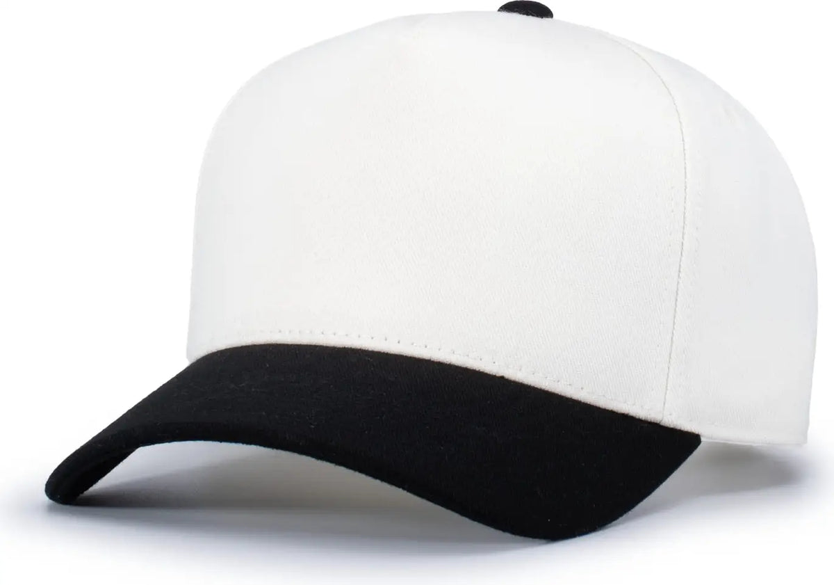 Pacific Headwear P814 Heritage 5-panel Snapback Cap - Vintage White Black - one Size Fits Most