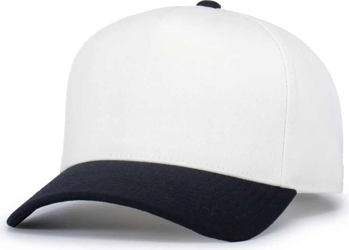 Pacific Headwear P814 Heritage 5-panel Snapback Cap - Vintage White Navy - one Size Fits Most