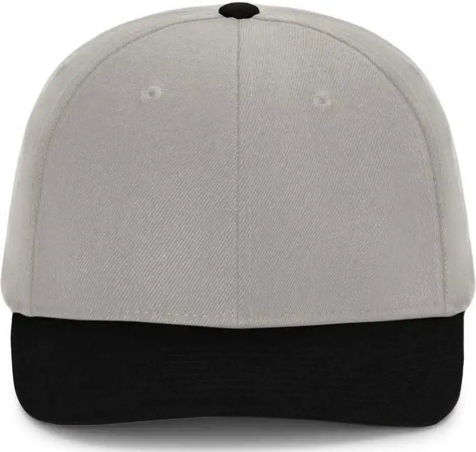 Pacific Headwear P821 Pro Wool Pacflex Cap - Silver Black - Light Gray / 6 1/2’’ 7’’
