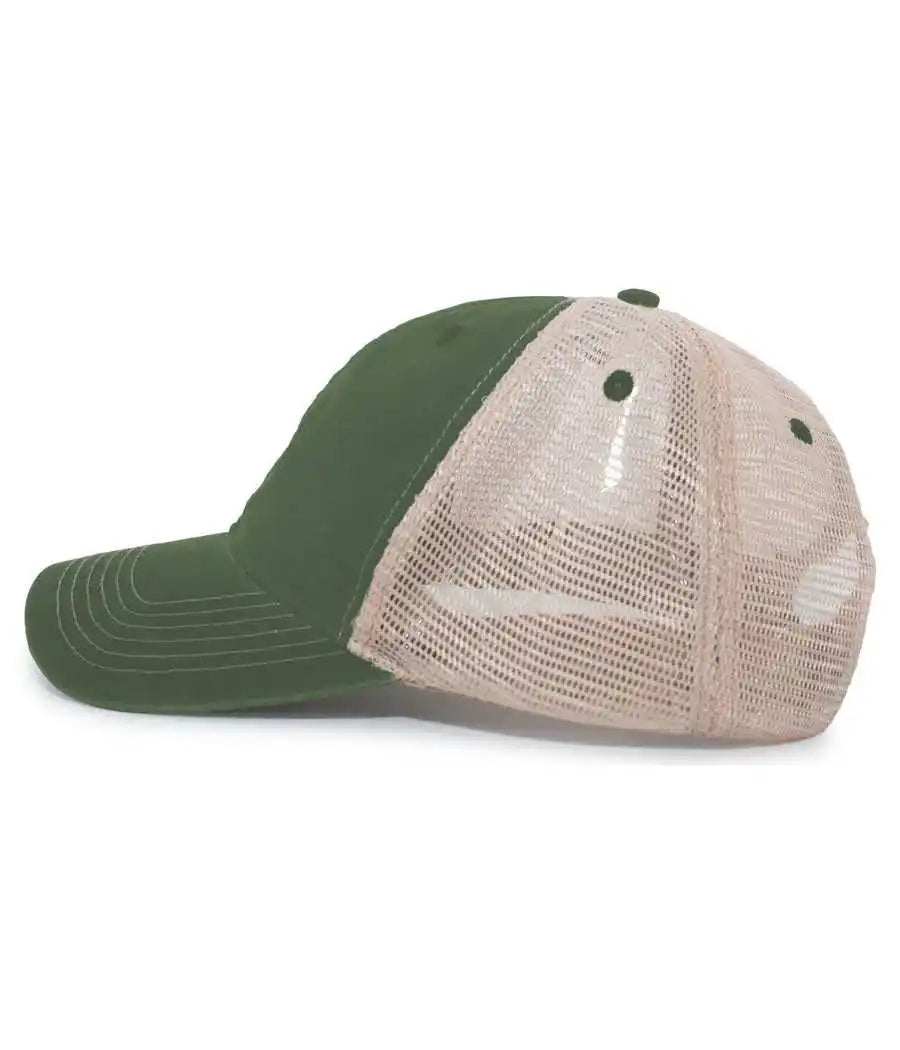 Pacific Headwear V37 Broken-in Trucker Mesh Snapback Cap - Dark Green Tan - Forest / 7’’ - 7 7/8’’