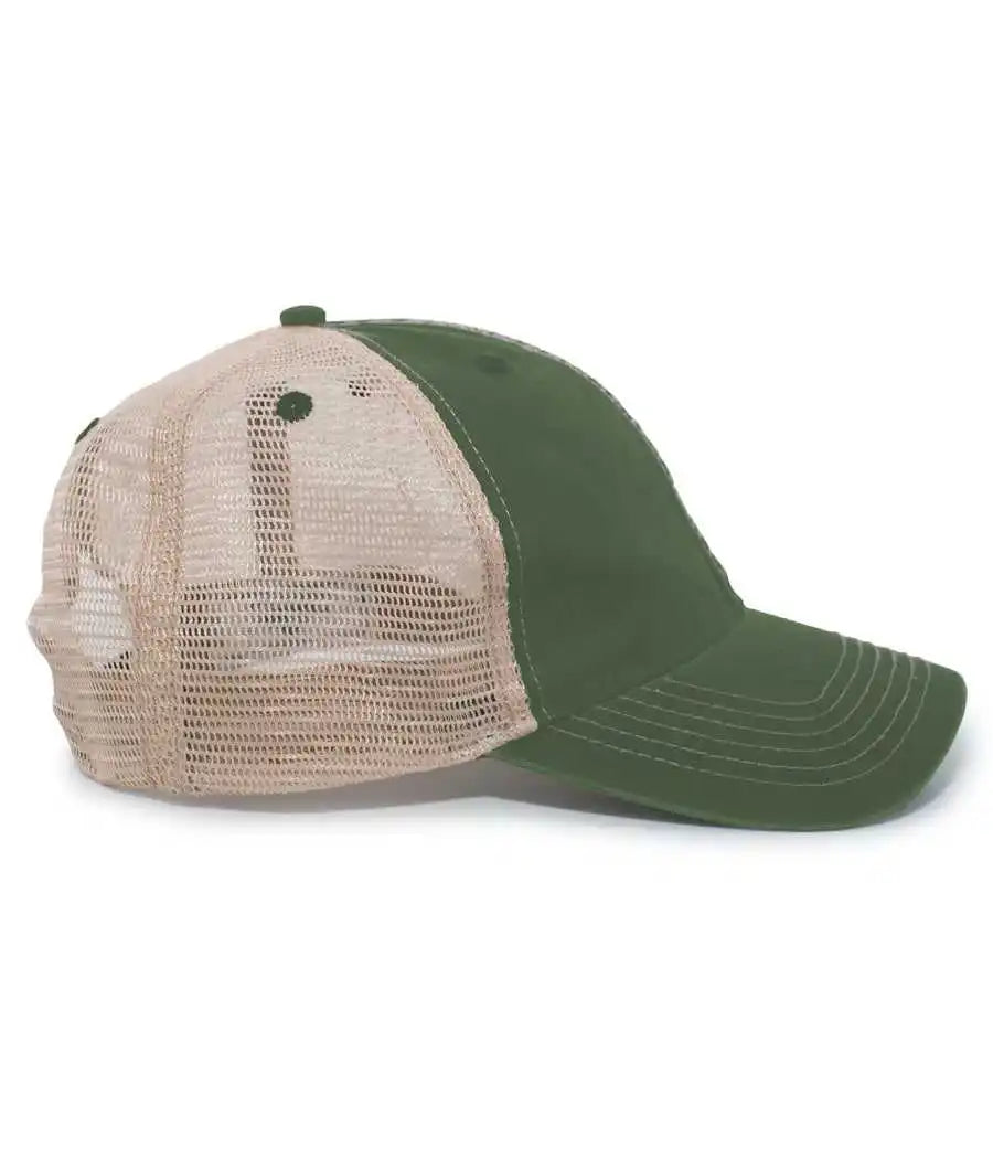 Pacific Headwear V37 Broken-in Trucker Mesh Snapback Cap - Dark Green Tan - Forest / 7’’ - 7 7/8’’