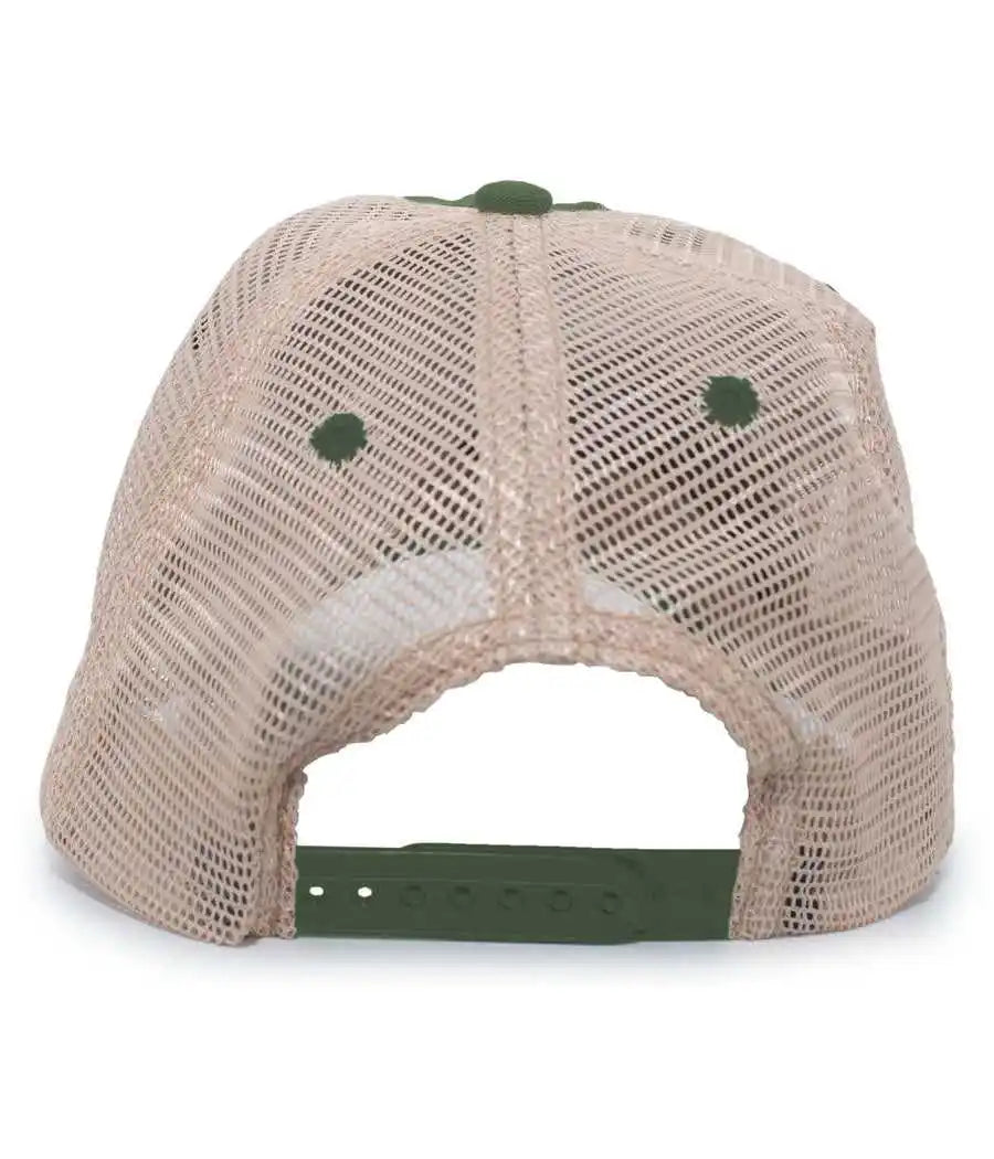 Pacific Headwear V37 Broken-in Trucker Mesh Snapback Cap - Dark Green Tan - Forest / 7’’ - 7 7/8’’