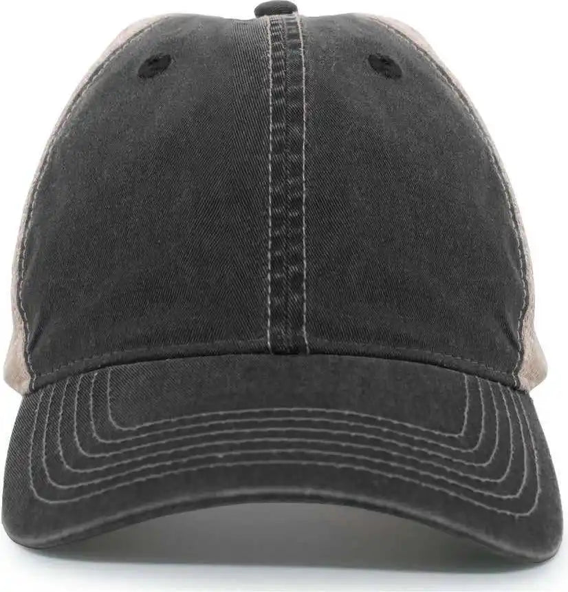 Pacific Headwear V37 Vintage Dirty Trucker Snapback Cap - Black Tan - 7’’ - 7 7/8’’