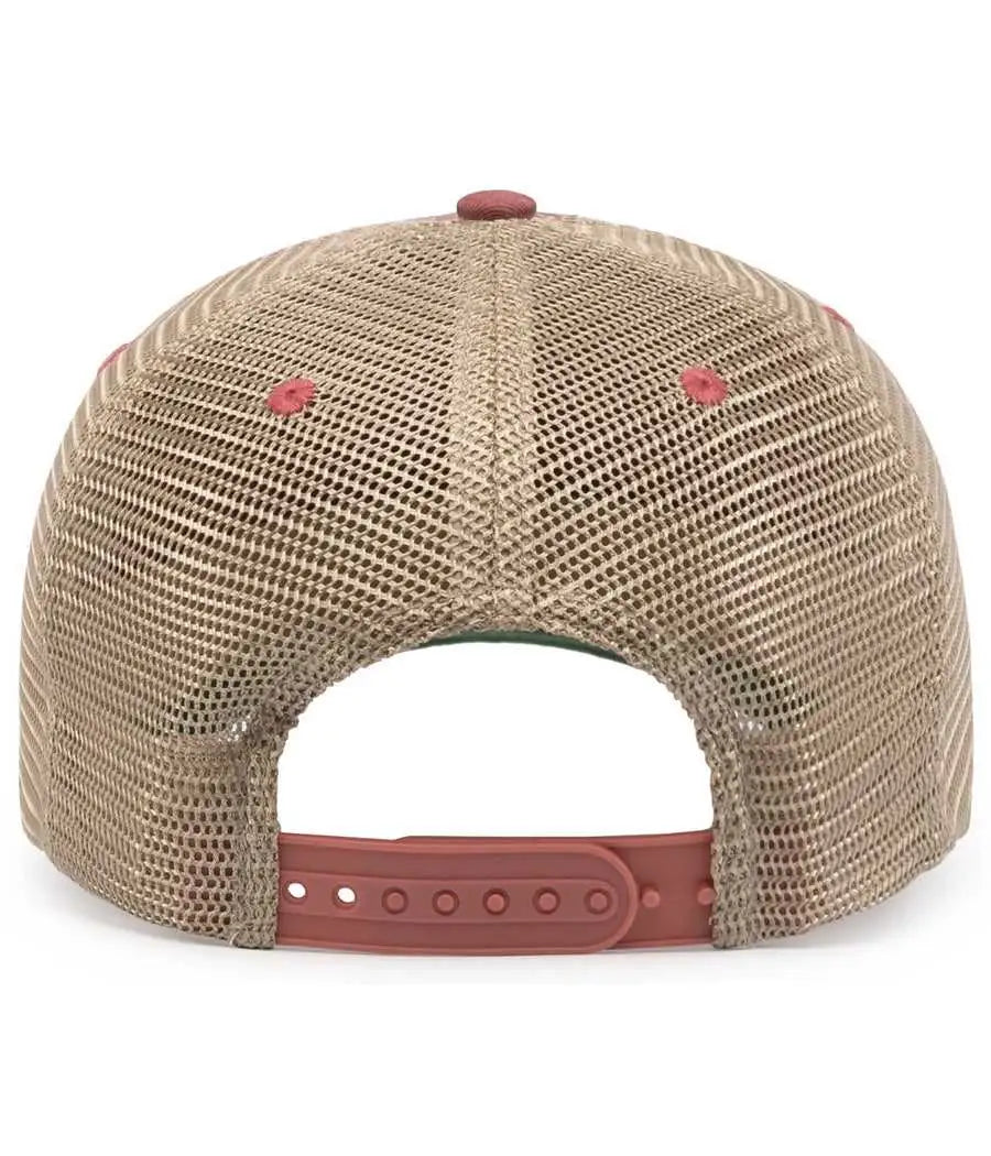 Pacific Headwear V37 Vintage Dirty Trucker Snapback Cap - Red Tan - 7’’ - 7 7/8’’