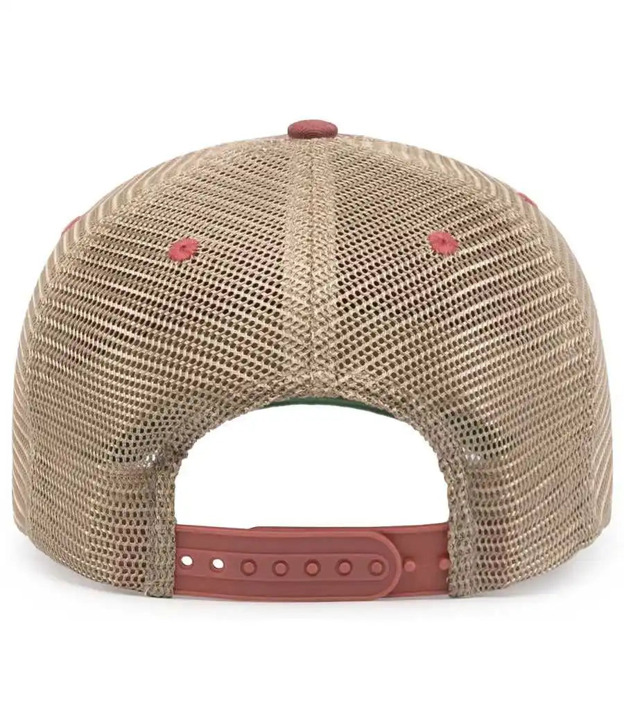 Pacific Headwear V37 Vintage Dirty Trucker Snapback Cap - Red Tan - 7’’ - 7 7/8’’