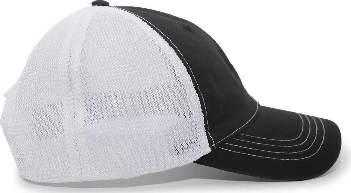 Pacific Headwear V67 Vintage Trucker Mesh Snapback Cap Black White / 7’’ 7 7/8’’
