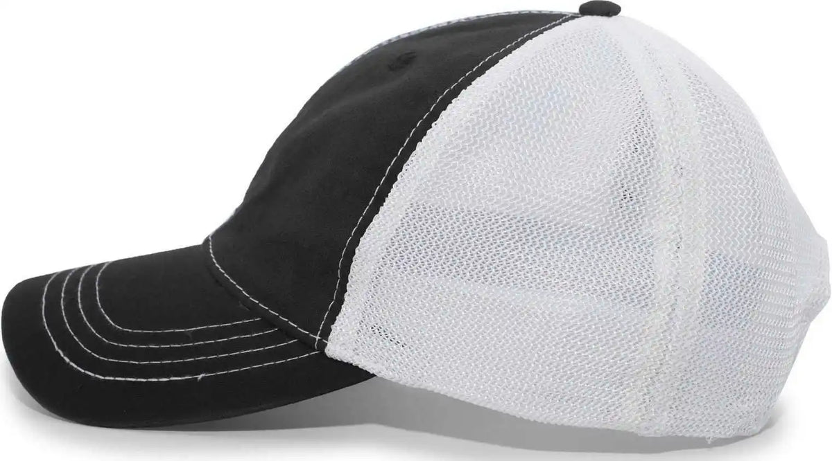 Pacific Headwear V67 Vintage Trucker Mesh Snapback Cap Black White / 7’’ 7 7/8’’