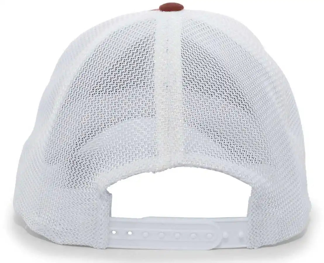 Pacific Headwear V67 Vintage Trucker Mesh Snapback Cap - Cardinal White - 7’’ - 7 7/8’’