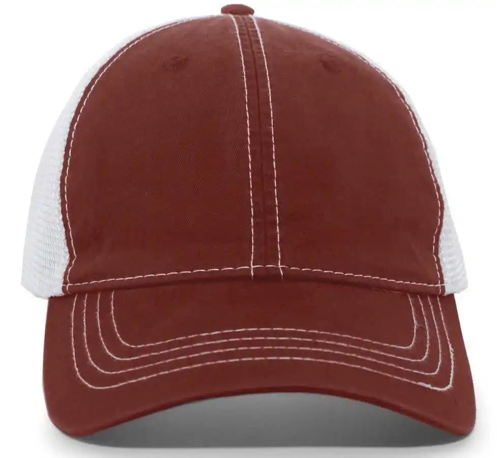 Pacific Headwear V67 Vintage Trucker Mesh Snapback Cap - Cardinal White - 7’’ - 7 7/8’’