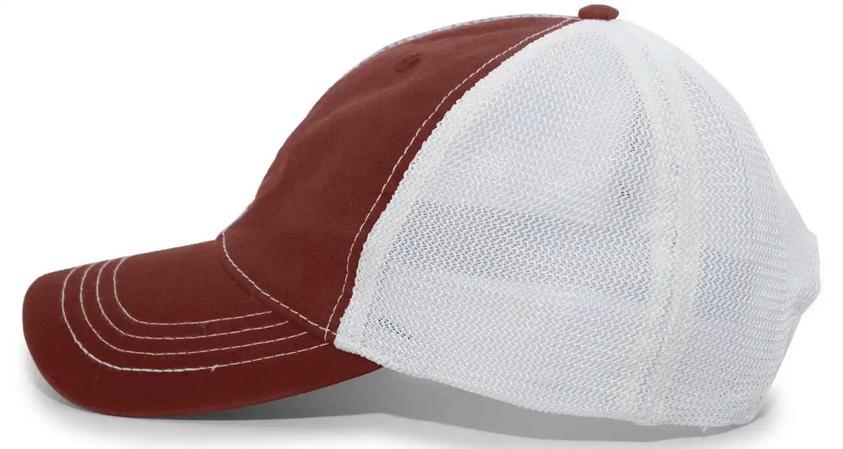 Pacific Headwear V67 Vintage Trucker Mesh Snapback Cap - Cardinal White - 7’’ - 7 7/8’’