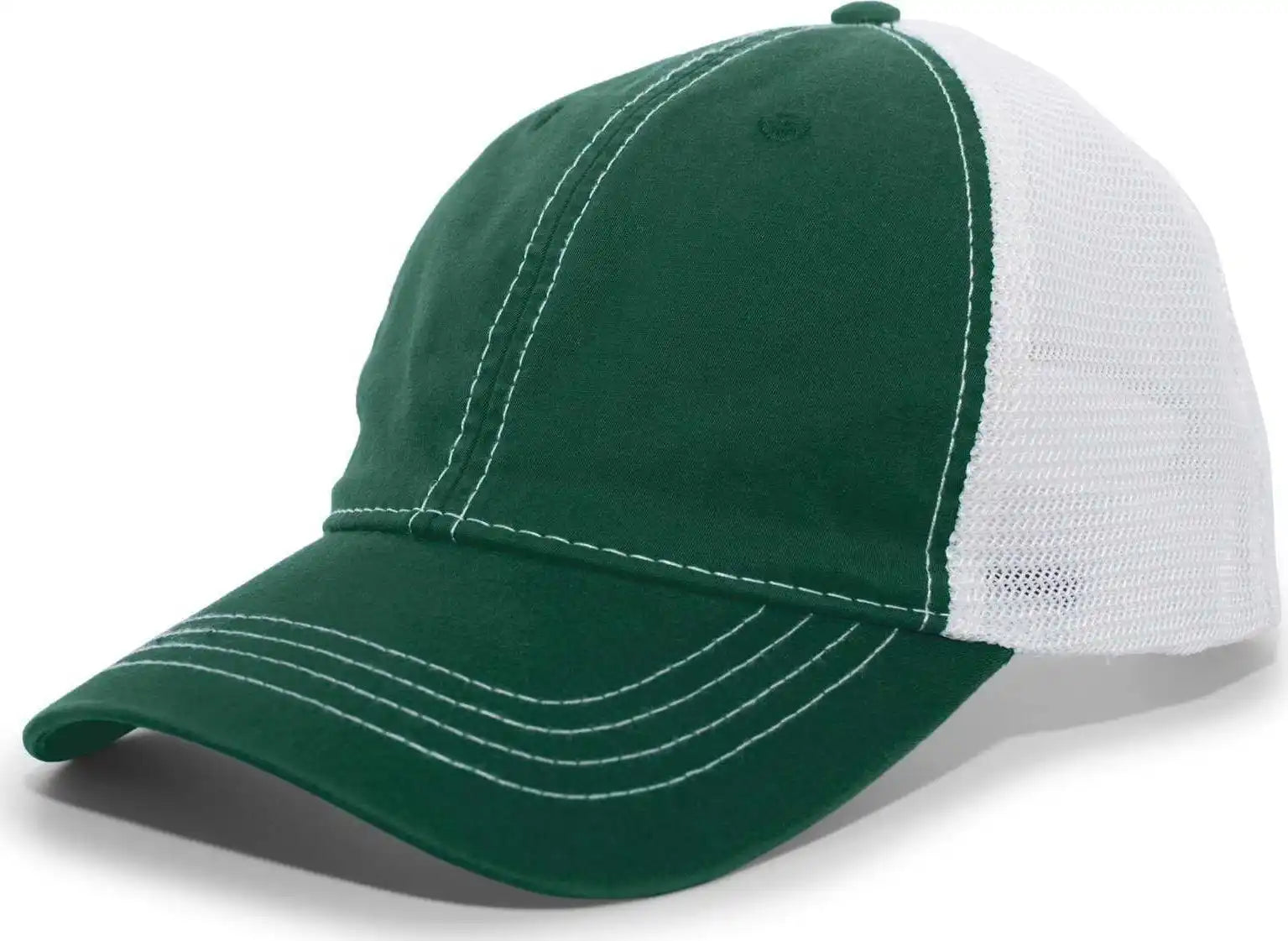 Pacific Headwear V67 Vintage Trucker Mesh Snapback Cap - Dark Green White - Forest / 7’’ - 7 7/8’’